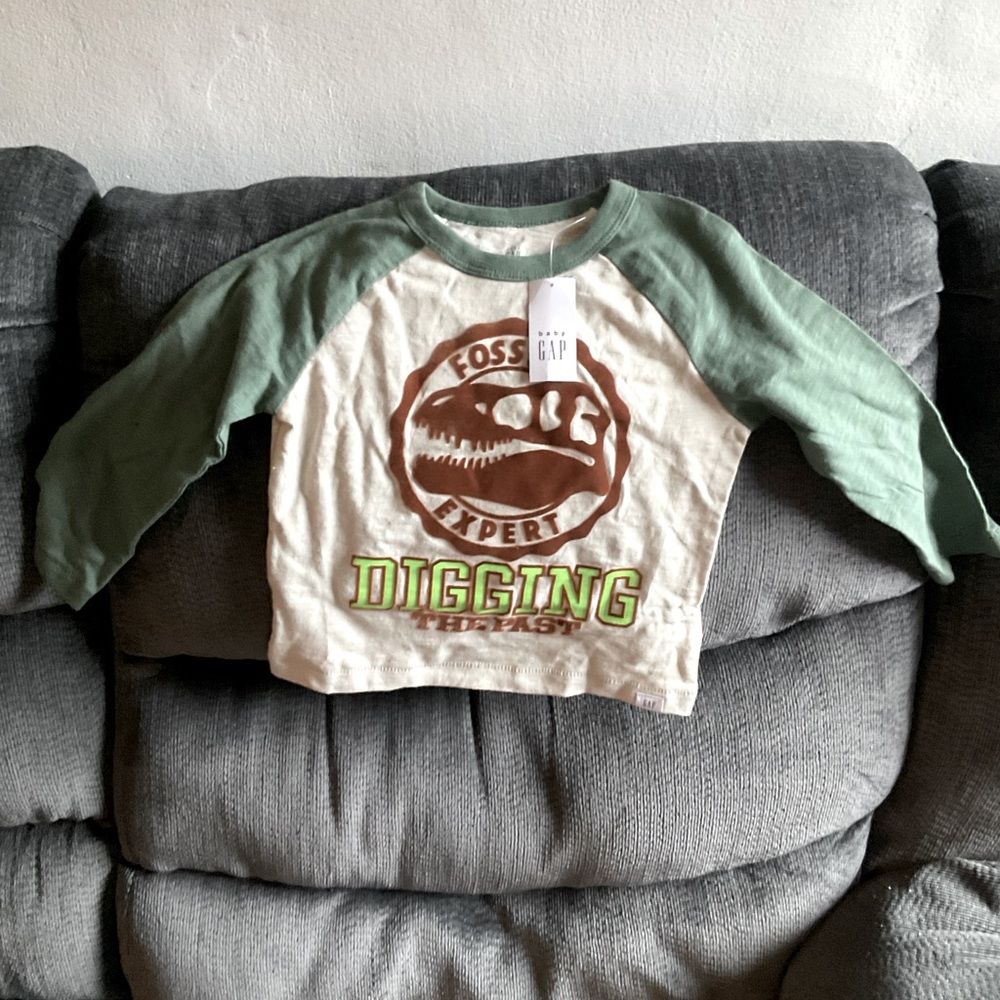 Dinosaur "Fossil Expert" Childrens Long sleeve T shirt - Size 2 toddler